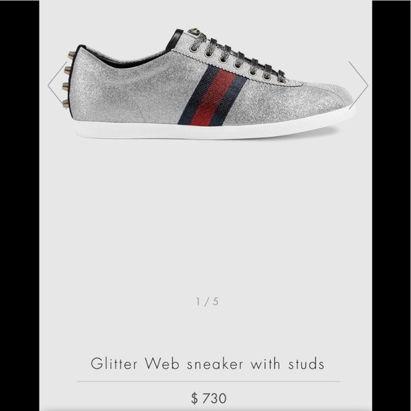 NIB Gucci Glitter Web Sneaker with Studs Brand New - Picture 2 of 8